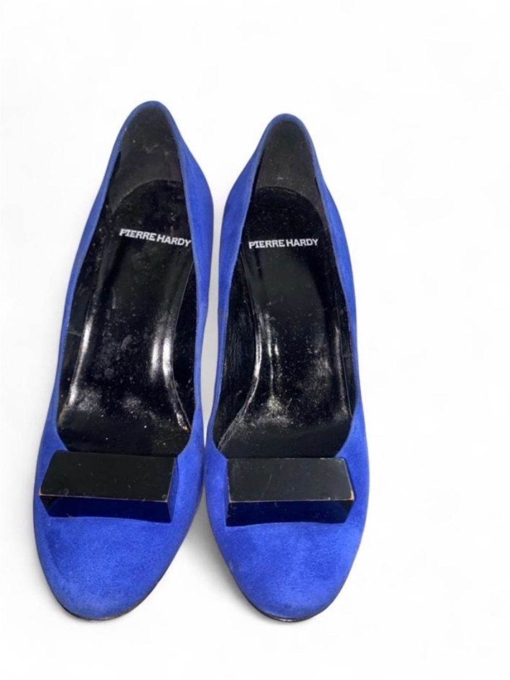 Pierre Hardy Cobalt Blue Suede Pumps with Black Accent